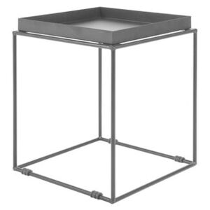 Tavolino Metallo Nero con Vassoio Design Industriale 50 x 40 x 40 cm Beliani