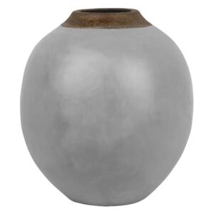 Vaso Decorativo in Ceramica Grigia con Collo Dorato 13 x 36 cm Beliani