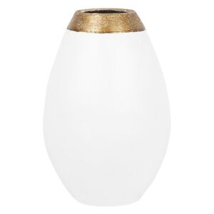Vaso Decorativo in Ceramica Bianca e Oro Design Eclettico 10 x 32 cm Beliani