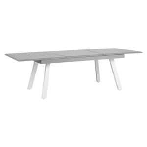 Tavolo da Giardino Alluminio Grigio e Bianco Allungabile 175/255x100 cm Beliani