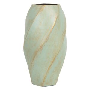 Vaso Decorativo in Ceramica Verde Menta Ondulata Design Moderno 13 x 38 cm Beliani