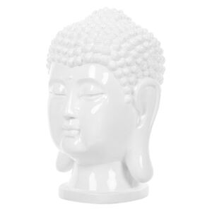 Figura Decorativa in Poliresina Bianca Forma di Buddha 24 x 41 cm Beliani