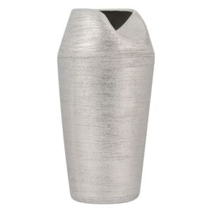 Vaso Decorativo in Ceramica Argento Forma Irregolare 12 x 33 cm Beliani