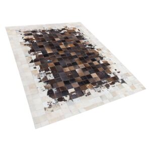 Pelle tappeto marrone / beige 160 x 230 cm OKCULU Beliani
