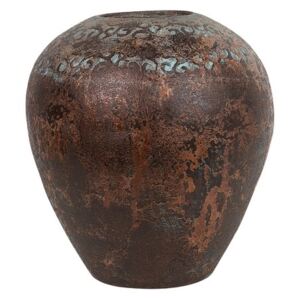 Vaso Decorativo in Ceramica Color Rame e Turchese Anticato 28 x 30 cm Beliani