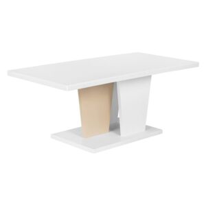 Tavolino Rettangolare Bianco in MDF Gambe Beige e Bianche 110 x 55 cm Beliani