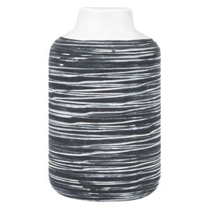 Vaso decorativo da tavolo in ceramica bianca e grigia 14 x 26 cm Beliani
