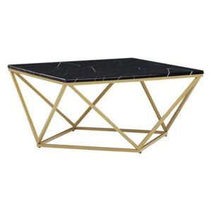 Tavolino da caffè con piano nero ad effetto marmo e gambe oro MALIBU Beliani