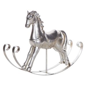 Figura Decorativa a Forma di Cavallo a Dondolo Argento 35 x 46 cm Beliani