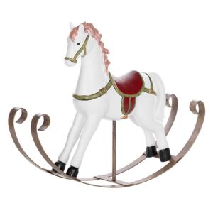 Figura Decorativa a Forma di Cavallo a Dondolo Bianco 35 x 46 cm Beliani