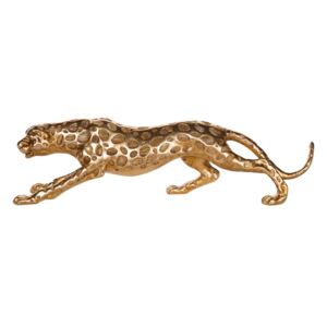 Figura Decorativa a Forma di Leopardo in Poliresina Oro 9 x 50 cm Beliani