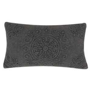 Cuscino Decorativo in Cotone Grigio Scuro con Mandala 30 x 50 cm Beliani