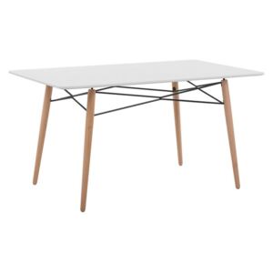 Tavolo da Pranzo Legno Chiaro Piano Bianco Moderno Scandinavo 140 x 80 cm Beliani
