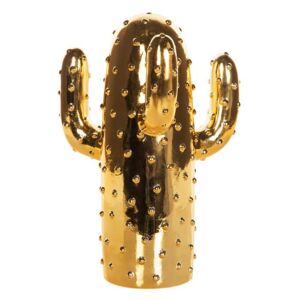 Figura Decorativa a Forma di Cactus in Poliresina Oro 18 x 29 cm Beliani