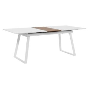 Tavolo da Pranzo Allungabile Bianco con Gambe Legno Nero 160 x 90 cm Beliani