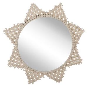 Specchio in cotone beige Ø 45 SHIMLA Beliani