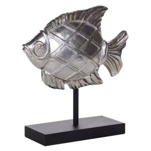 Figura Decorativa Effetto Specchio Argento a Forma di Pesce 35 x 38 cm Beliani