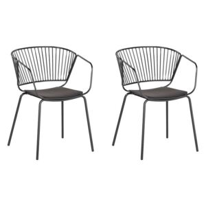 Set di 2 Sedie da Pranzo Design in Metallo Nero Cuscino in Ecopelle Beliani