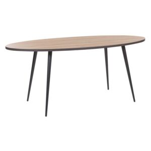 Tavolo da pranzo piano in legno scuro gambe in metallo Nero ovale 180 x 90 cm moderno retrò Beliani