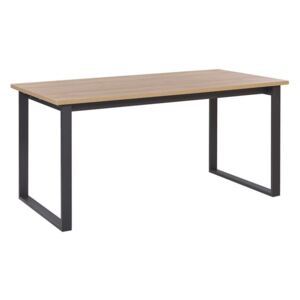 Tavolo da Pranzo Piano Legno Scuro Gambe Metallo Nero 180 x 90 cm Beliani