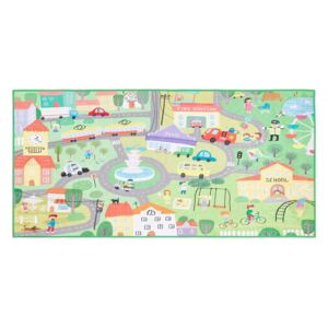 Tappeto Verde Poliestere con Mappa Stradale per Bambini 80 x 150 cm Beliani