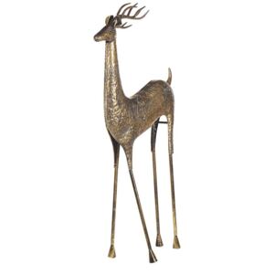 Statua Decorativa a Forma di Renna Color Oro Finitura Lucida 126 cm Beliani