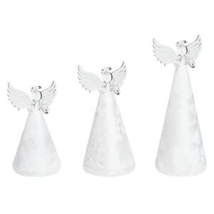Set di 3 Figure di Angeli Decorativi Bianchi con Illuminazione a LED Beliani