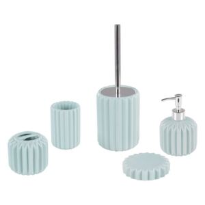 Set di Accessori per il Bagno Bicchiere Portasapone in Ceramica Azzurra Beliani