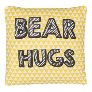 Cuscino per Bambini Giallo in Cotone 40 x 40 cm Scritta Stampa Bear Hugs Beliani