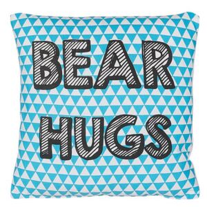 Cuscino per Bambini Blu in Cotone 40 x 40 cm Scritta Stampa Bear Hugs Beliani