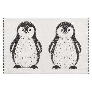 Tappeto per cameretta Nero e Bianco con Stampe di Pinguino 60 x 90 cm Pelo Corto Beliani