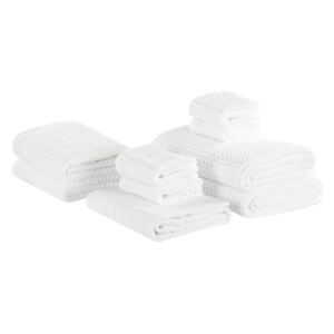 Set di 9 Asciugamani da Bagno in Cotone Bianco Zero Twist Accessori Bagno Beliani