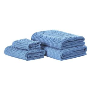 Set di 4 Asciugamani da Bagno in Cotone Blu Zero Twist Accessori Bagno Beliani