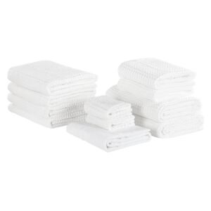 Set di 11 Asciugamani da Bagno in Cotone Bianco Zero Twist Accessori Bagno Beliani