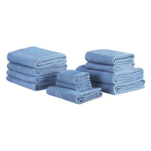 Set di 11 Asciugamani da Bagno in Cotone Blu Zero Twist Accessori Bagno Beliani