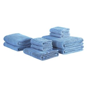 Set di 9 Asciugamani da Bagno in Cotone Blu Zero Twist Accessori Bagno Beliani