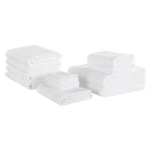 Set di 11 Asciugamani Bianco da Bagno in Morbido Cotone Low Twist Accessori Bagno Beliani