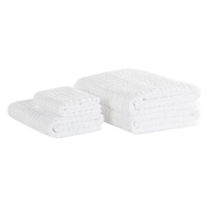 Set di 4 Asciugamani Bianco da Bagno in Morbido Cotone Low Twist Accessori Bagno Beliani