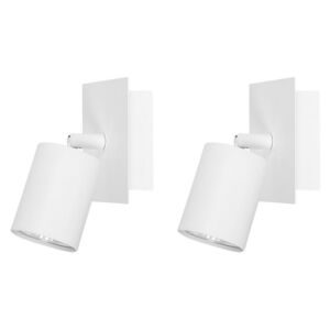 Set di 2 Applique in Metallo Bianco Opaco da Parete Design Industriale Beliani