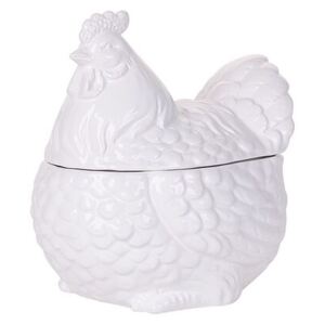 Contenitore per Alimenti Bianco in Ceramica a Forma di Gallina Decorazione Pasquale Beliani