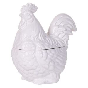 Contenitore per Alimenti Bianco in Ceramica a Forma di Gallo Decorazione Pasquale Beliani