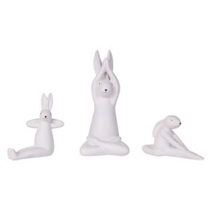 Set di 3 Statuette Decorative Bianche a Forma di Coniglietti Pasquali Beliani