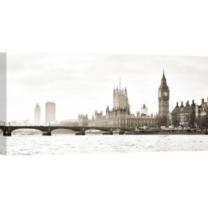 Quadro, stampa su tela. Vista della Houses of Parliament e del ponte di Westminster, Londra (dettaglio)