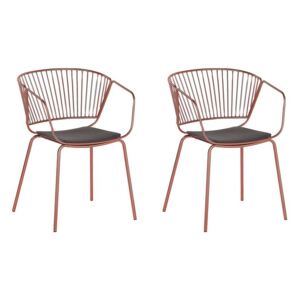 Set di 2 Sedie da Pranzo Design in Metallo Color Rame Cuscino in Ecopelle Beliani
