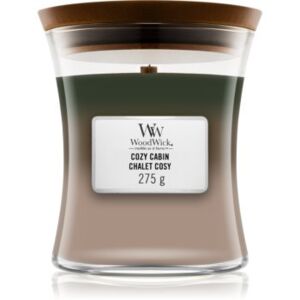 Woodwick Trilogy Cozy Cabin candela profumata con stoppino in legno 275 g