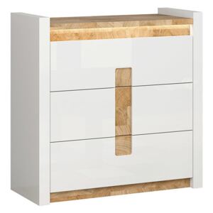 Cassettiera BFAJ3 Bianco lucido + westminster quercia