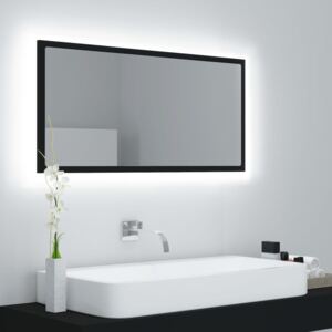 VidaXL Specchio da Bagno LED Nero 90x8,5x37 cm in Truciolato
