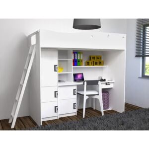 Letto a castello RM13 Bianco + grigio 80 x 190 cm